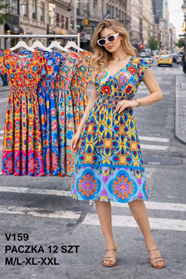 Sukienki damskie Roz M-2XL, Mix Kolor .Paczka 12 szt